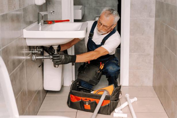 Professional Plumber Working on Residential Plumbing